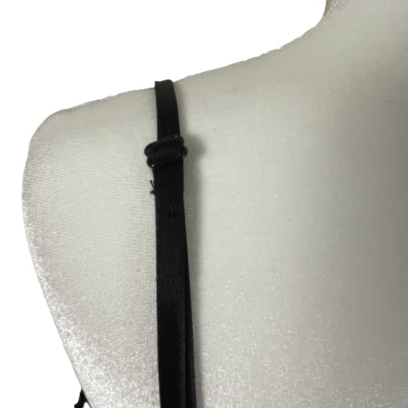 DEX Black Crochet Lace Tiered Polka Dot Mini Dress L Spaghetti Strap Lined Fairy - Picture 14 of 16